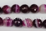 CAG2087 15.5 inches 10mm faceted round fuchsia line agate beads