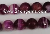 CAG2088 15.5 inches 12mm faceted round fuchsia line agate beads