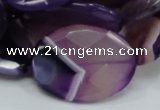 CAG209 15.5 inches 22*30mm faceted oval purple agate gemstone beads