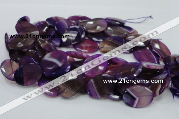 CAG209 15.5 inches 22*30mm faceted oval purple agate gemstone beads