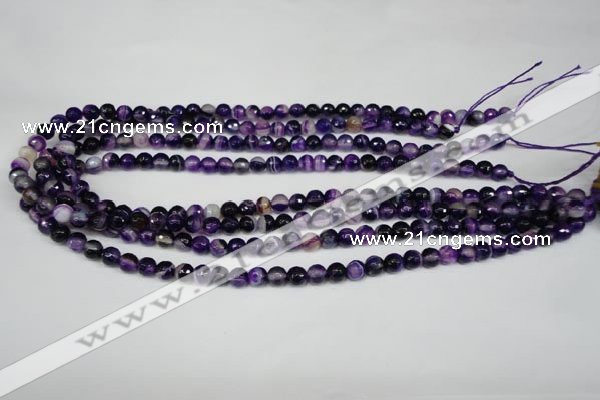 CAG2094 15.5 inches 6mm faceted round purple line agate beads