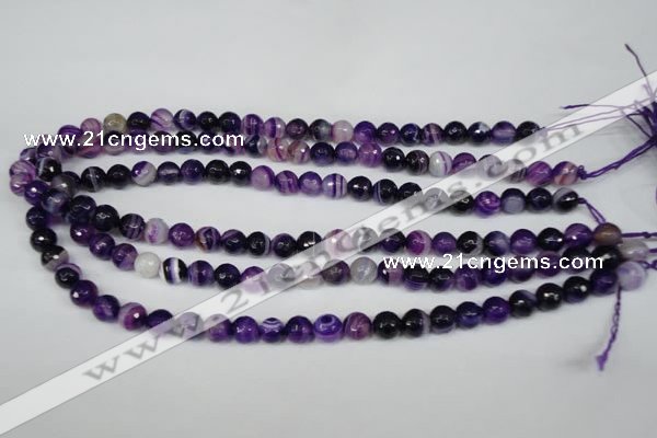 CAG2095 15.5 inches 8mm faceted round purple line agate beads