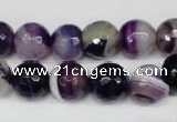 CAG2097 15.5 inches 12mm faceted round purple line agate beads