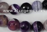 CAG2098 15.5 inches 14mm faceted round purple line agate beads