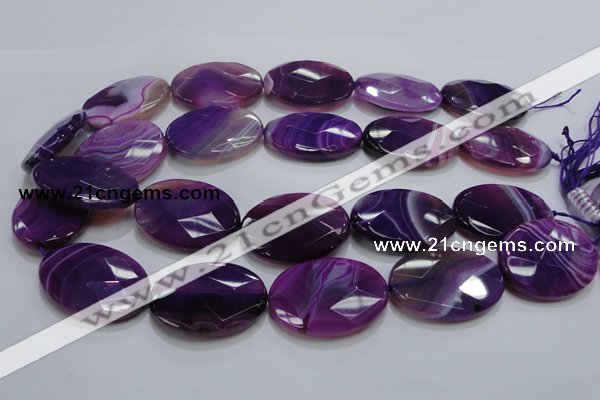 CAG210 15.5 inches 25*35mm faceted oval purple agate gemstone beads