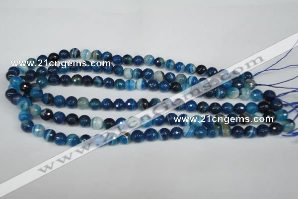 CAG2103 15.5 inches 6mm faceted round blue line agate beads