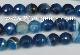 CAG2104 15.5 inches 8mm faceted round blue line agate beads