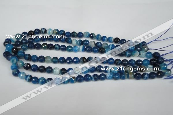 CAG2105 15.5 inches 10mm faceted round blue line agate beads