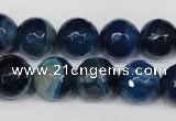 CAG2106 15.5 inches 12mm faceted round blue line agate beads