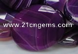 CAG211 15.5 inches 30*40mm faceted oval purple agate gemstone beads