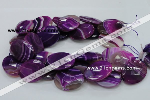 CAG211 15.5 inches 30*40mm faceted oval purple agate gemstone beads