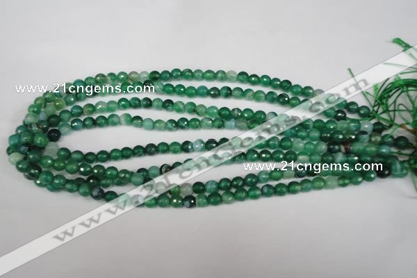 CAG2112 15.5 inches 6mm faceted round green line agate beads