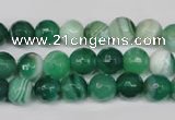 CAG2113 15.5 inches 8mm faceted round green line agate beads