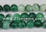 CAG2114 15.5 inches 10mm faceted round green line agate beads