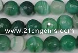 CAG2115 15.5 inches 12mm faceted round green line agate beads