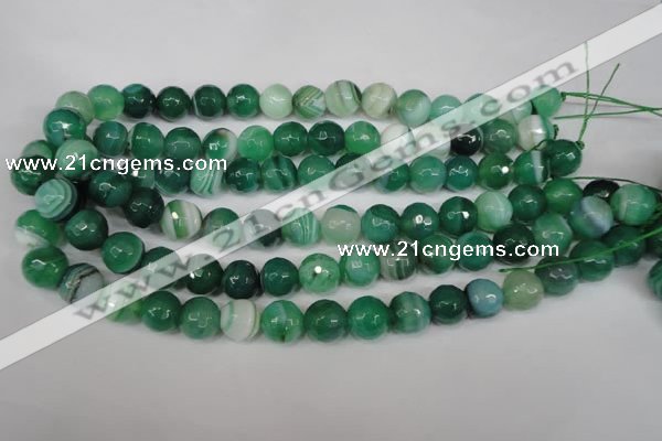 CAG2116 15.5 inches 14mm faceted round green line agate beads