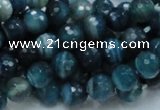 CAG214 15.5 inches 8mm faceted round blue agate gemstone beads