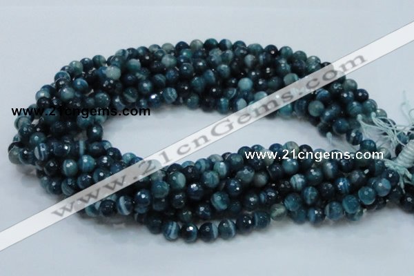 CAG214 15.5 inches 8mm faceted round blue agate gemstone beads