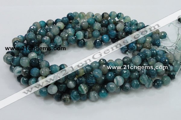 CAG215 15.5 inches 10mm faceted round blue agate gemstone beads