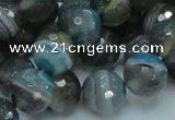 CAG216 15.5 inches 12mm faceted round blue agate gemstone beads