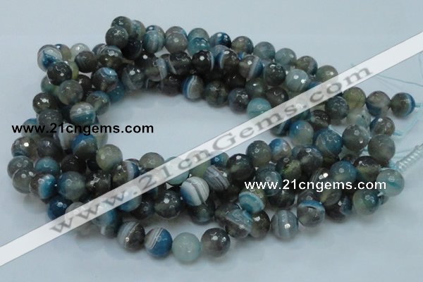 CAG216 15.5 inches 12mm faceted round blue agate gemstone beads