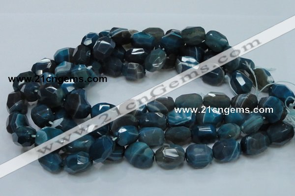 CAG217 15.5 inches 15*20mm faceted nugget blue agate gemstone beads