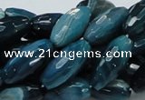 CAG218 15.5 inches 10*20mm faceted rice blue agate gemstone beads