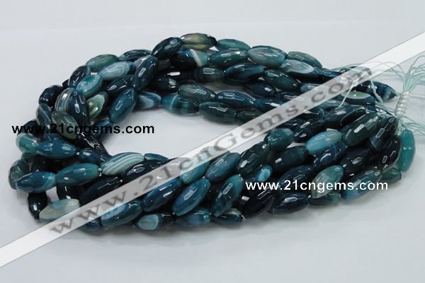 CAG218 15.5 inches 10*20mm faceted rice blue agate gemstone beads