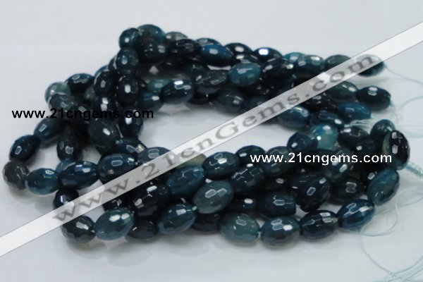 CAG219 15.5 inches 13*18mm faceted rice blue agate gemstone beads