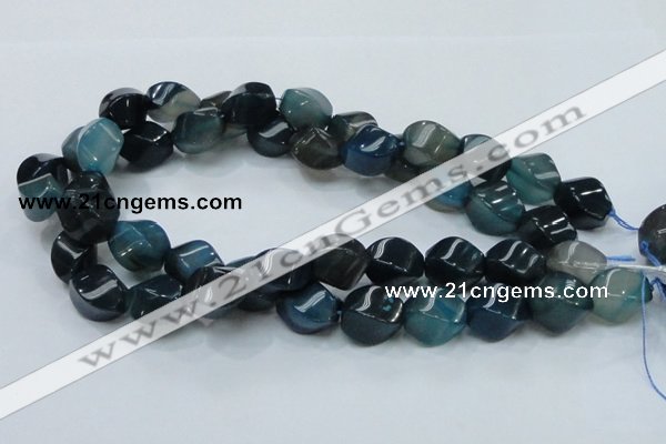 CAG220 15.5 inches 13*18mm twisted blue agate gemstone beads