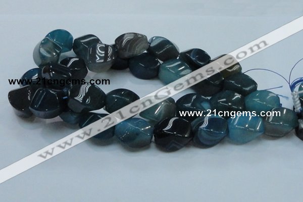 CAG221 15.5 inches 17*25mm twisted blue agate gemstone beads