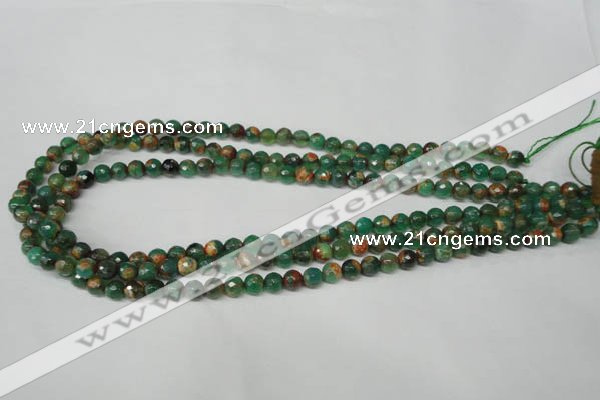 CAG2221 15.5 inches 6mm faceted round fire crackle agate beads