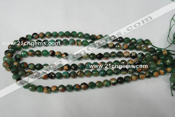 CAG2222 15.5 inches 8mm faceted round fire crackle agate beads