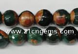CAG2224 15.5 inches 12mm faceted round fire crackle agate beads