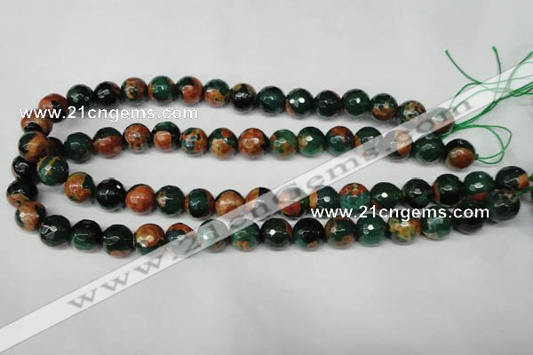 CAG2224 15.5 inches 12mm faceted round fire crackle agate beads