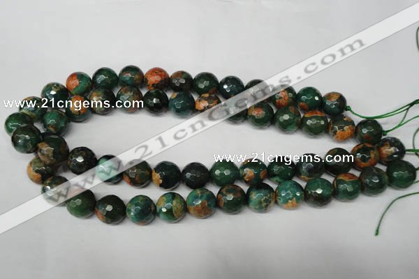 CAG2225 15.5 inches 14mm faceted round fire crackle agate beads