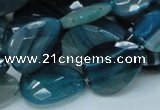 CAG223 15.5 inches 15*20mm faceted briolette blue agate beads