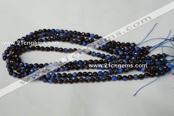 CAG2231 15.5 inches 6mm faceted round fire crackle agate beads