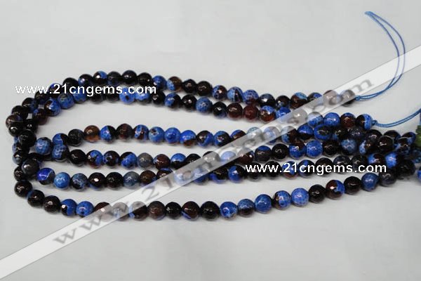 CAG2232 15.5 inches 8mm faceted round fire crackle agate beads