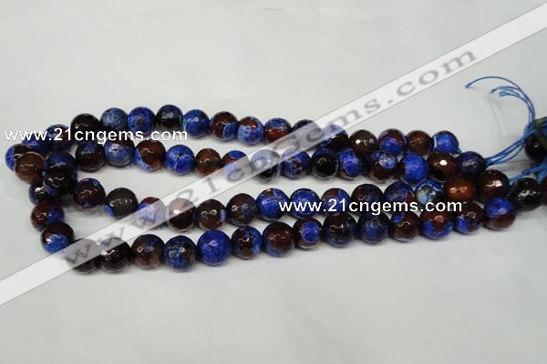 CAG2234 15.5 inches 12mm faceted round fire crackle agate beads