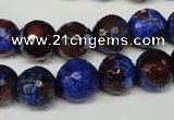 CAG2235 15.5 inches 14mm faceted round fire crackle agate beads