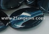 CAG224 15.5 inches 25*35mm faceted oval blue agate gemstone beads