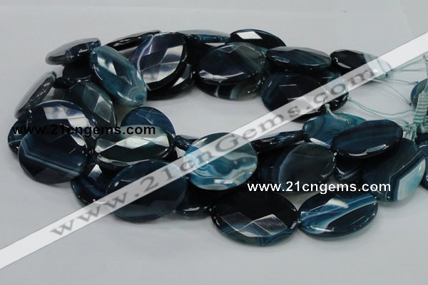 CAG224 15.5 inches 25*35mm faceted oval blue agate gemstone beads