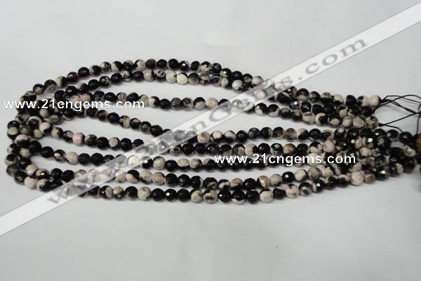 CAG2241 15.5 inches 6mm faceted round fire crackle agate beads