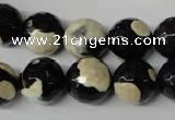 CAG2245 15.5 inches 14mm faceted round fire crackle agate beads