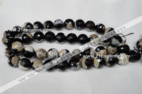 CAG2247 15.5 inches 18mm faceted round fire crackle agate beads