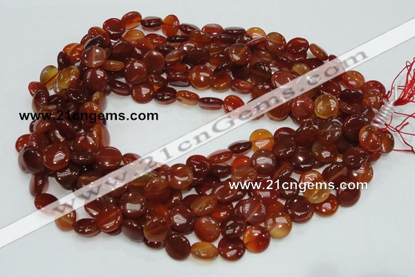 CAG225 15.5 inches 12mm flat round red agate gemstone beads