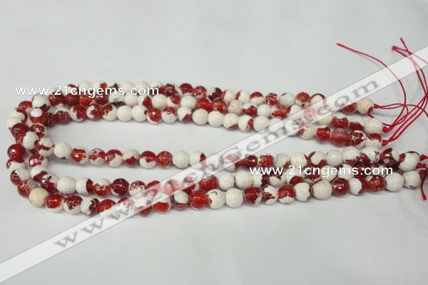 CAG2252 15.5 inches 8mm faceted round fire crackle agate beads