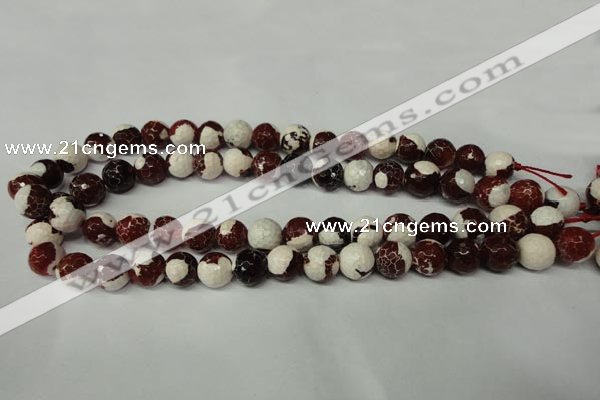 CAG2254 15.5 inches 12mm faceted round fire crackle agate beads