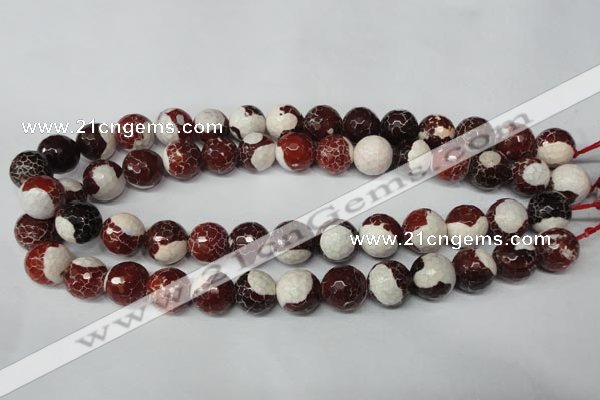 CAG2255 15.5 inches 14mm faceted round fire crackle agate beads